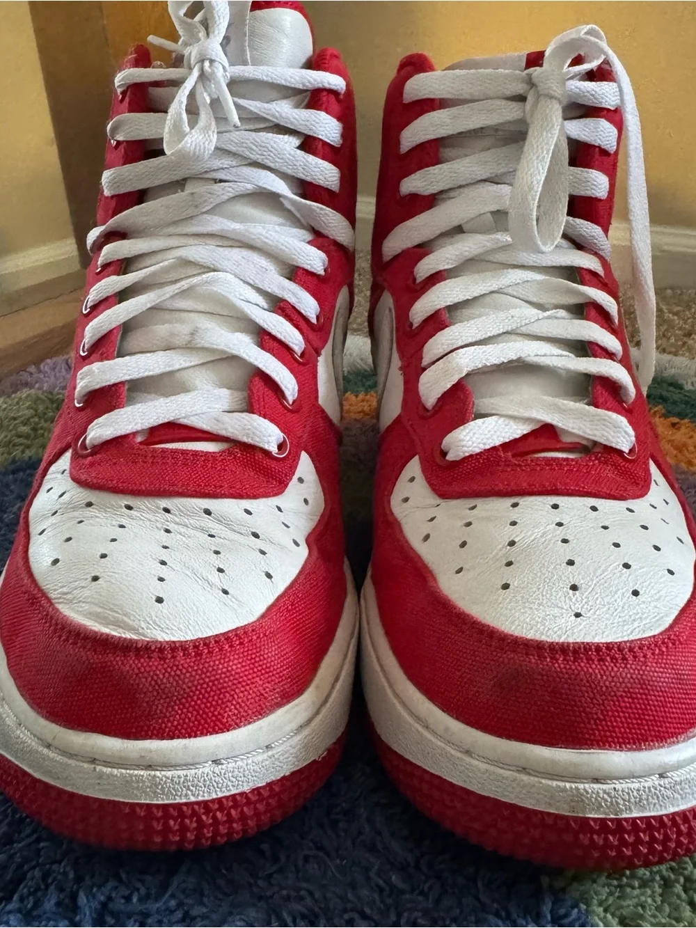 Women Nike Air Force 1 High Nike iD Custom Red White Streetwear Rare Size 8.5